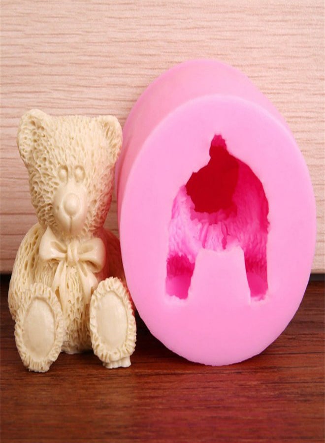 Bear Round Shape Handmade Soap Craft Mold Pink 6x6x5mm - Image 2