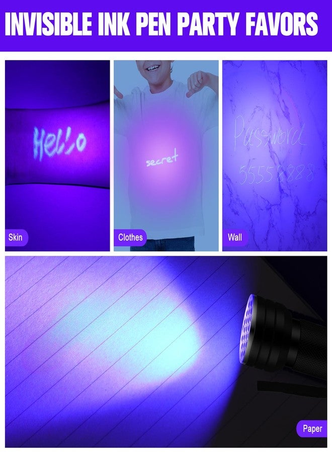 Tegeme 4 Invisible Ink Pen Set 2 Invisible Marker 2 Blacklight Flashlights with UV Black Light Markers Disappearing Ink Pen for Secret Notes Holiday Gifts Party Favors(21 LED) - Image 4