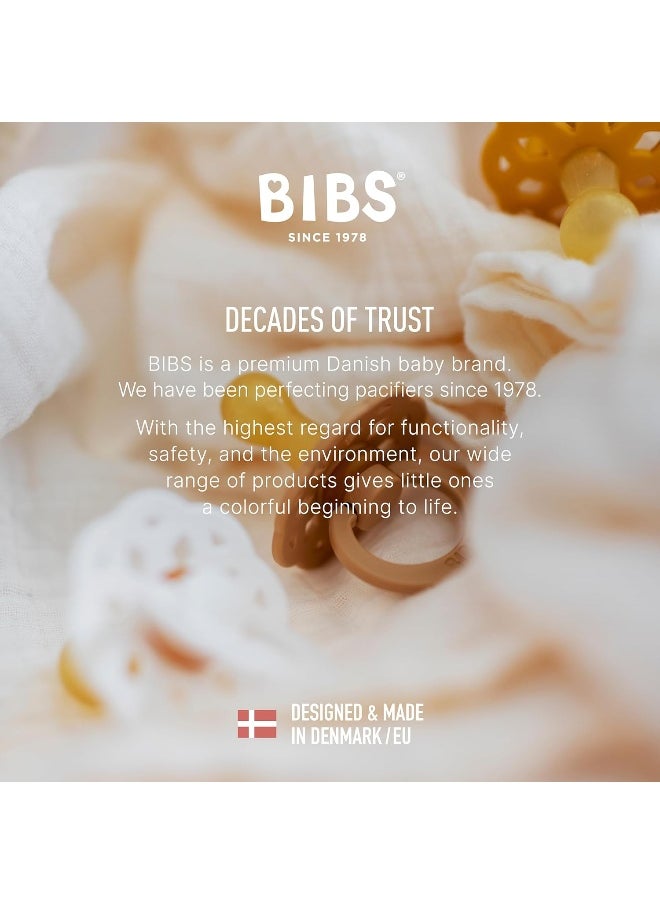 Bibs Pacifiers Boheme Collection, Bpa-Free Baby Pacifier, Made In Denmark, Set Of 2 Vanilla/Peach Color Premium Soothers, Size 6-18 Months