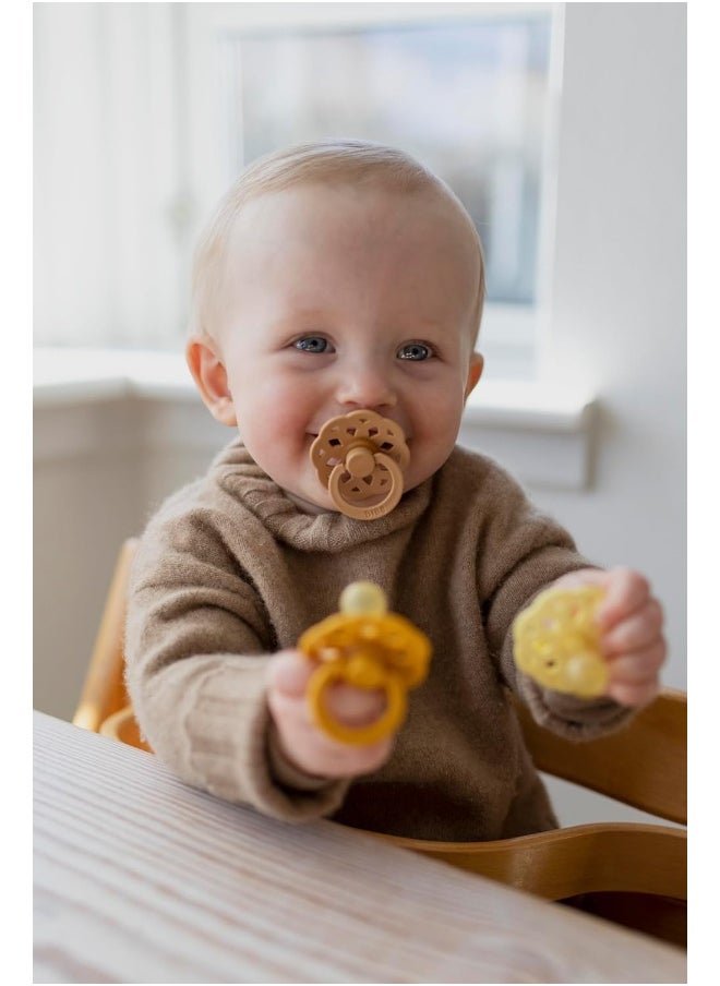 Bibs Pacifiers Boheme Collection, Bpa-Free Baby Pacifier, Made In Denmark, Set Of 2 Vanilla/Peach Color Premium Soothers, Size 6-18 Months