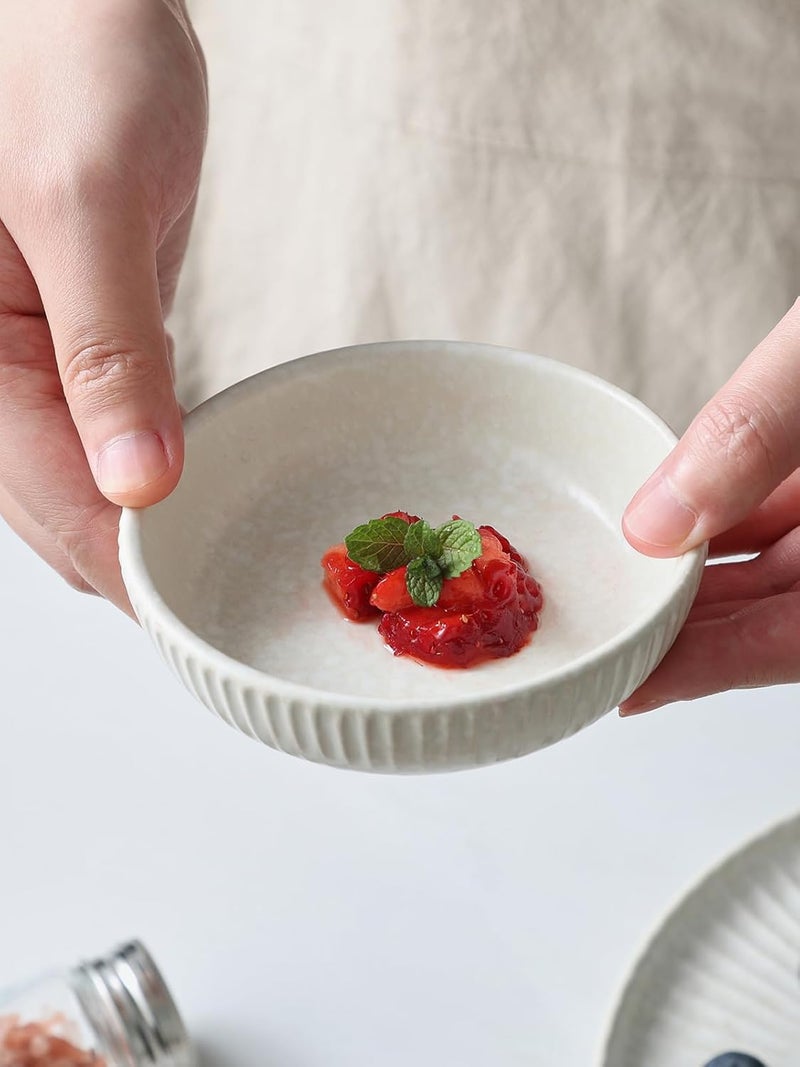 famiware Starlight Soy Sauce Dish Ceramic Dipping Bowls Set of 6 3 oz Individual Dip Sauce CupsBowlsDishesPlates Small Serving Bowl for Side Dishes Dessert Ice Cream Condiment Matte White - Image 3