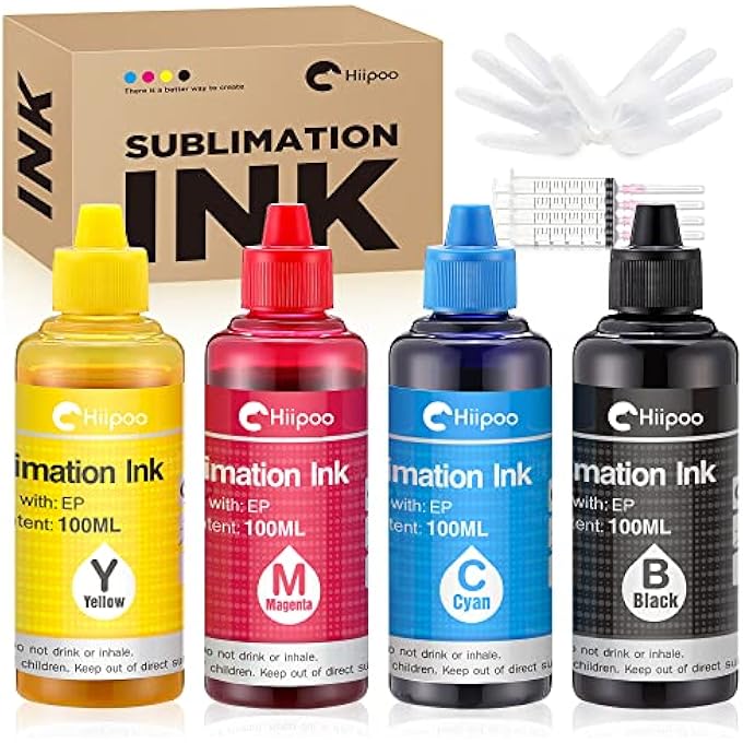 SUBLIMATION INK REFILLED BOTTLES WORK WITH C88 C88+ WF7710 ET2720 ET15000 ET2760 ET2750 ET4700 INKJET PRINTERS HEAT PRESS TRANSFER ON MUGS PLATES T-SHIRTS PILLOWS PHONE CASE - Image 1