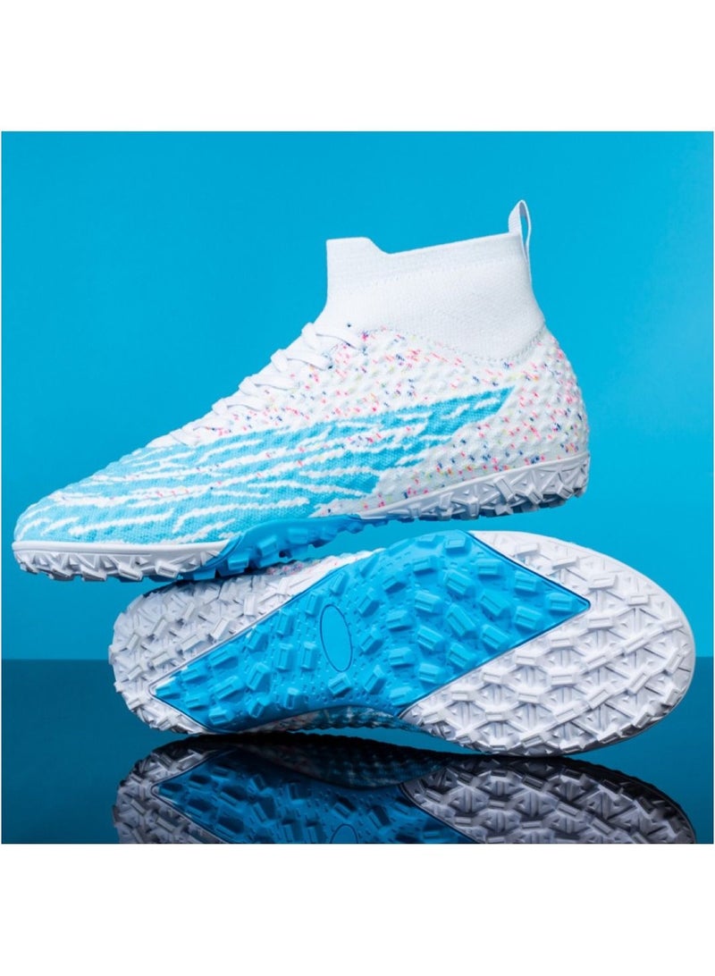 Loquat High-Top Competition Sports Football Shoes White/Blue  - Image 1