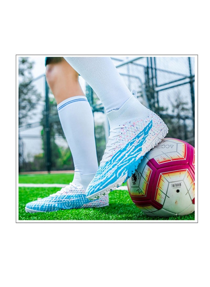 Loquat High-Top Competition Sports Football Shoes White/Blue  - Image 2