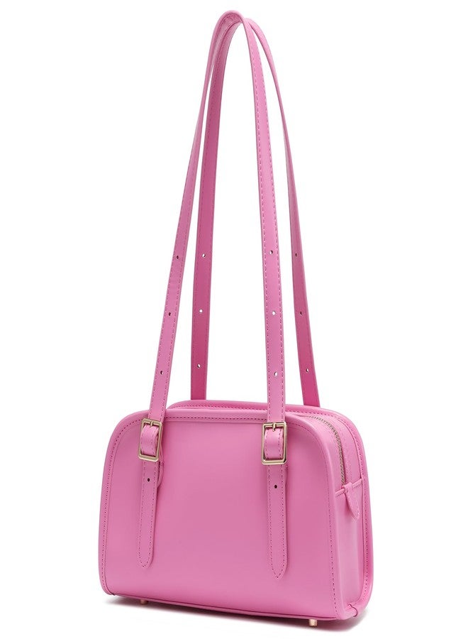 Keyli Swing Zip Shoulder Bag Fashion Purses for Women, Leather Shoulder Handbag Top-Handle Hobo Bags with Adjustable Strap, Pink - Image 1