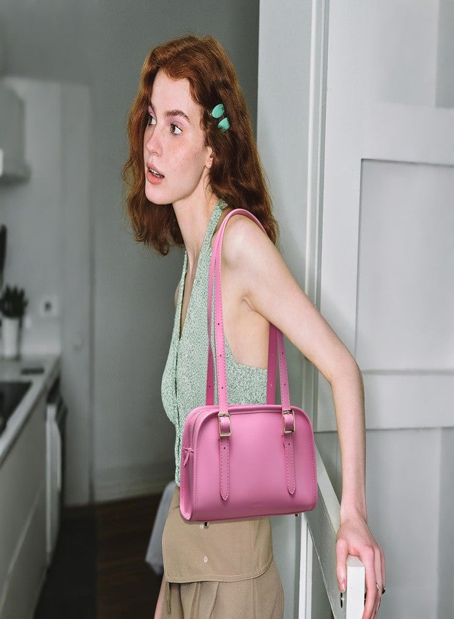 Keyli Swing Zip Shoulder Bag Fashion Purses for Women, Leather Shoulder Handbag Top-Handle Hobo Bags with Adjustable Strap, Pink - Image 4