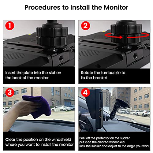 GreenYi Vehicle Windshield Suction Cup Bracket for 7Inch 9 Inch Display Monitor, Super Powerful Mount Holder for Most Sizes of Monitors in Backup Monitoring System - Image 5