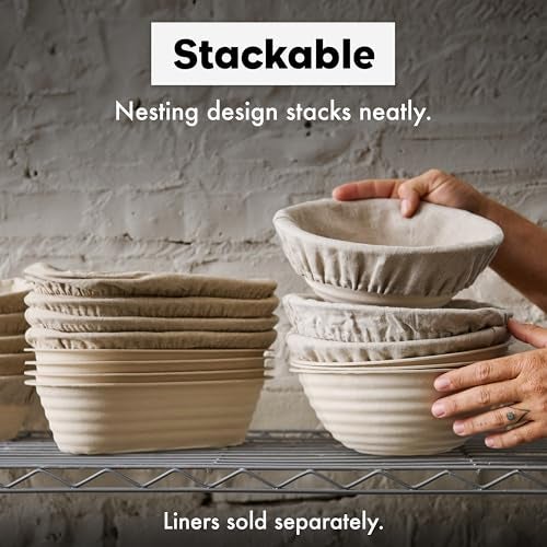 Brod & Taylor Banneton Boule 8.5” Proofing Basket for Sourdough & Artisan Bread Baking – Stackable, Made From Bamboo & Sugarcane Pulp (2-Pack) - Image 5