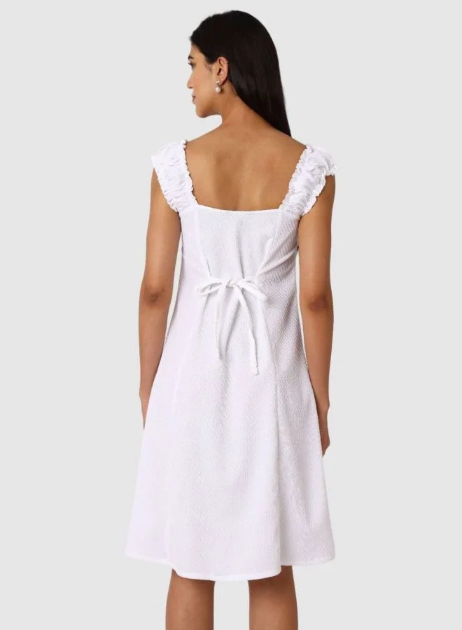 Freehand  Women Flared Textured Sweetheart Neck Sleeveless Button Down Dress for Women | Best Price UAE