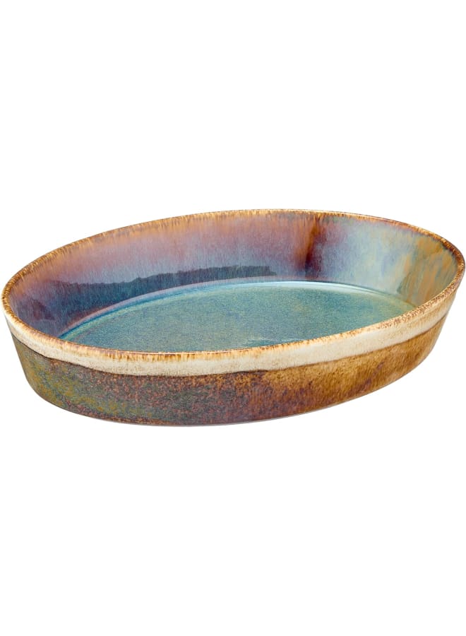 Zinnia Rosa By Zinnia Porcelain Oval Shape Tajin, 31 Cm Size, Emerald Beige - Image 1