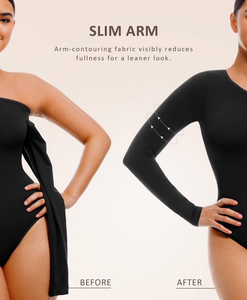 FeelinGirl Tummy Control Bodysuit for Women Long Sleeve Shapewear Thong Body Suit - Image 4