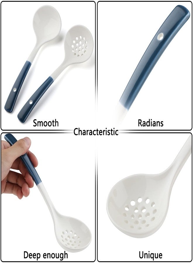 Evannt Ceramics Ladle Spoon Set of 2 Large Soup Ladle with Skimmer Slotted Spoons Kitchen Ladles Hot Pot Strainer Spoons for Cooking Serving Stirring - Image 3