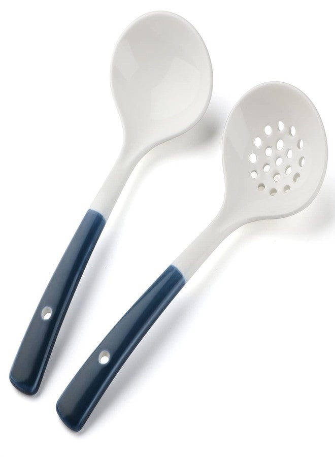 Evannt Ceramics Ladle Spoon Set of 2 Large Soup Ladle with Skimmer Slotted Spoons Kitchen Ladles Hot Pot Strainer Spoons for Cooking Serving Stirring - Image 5