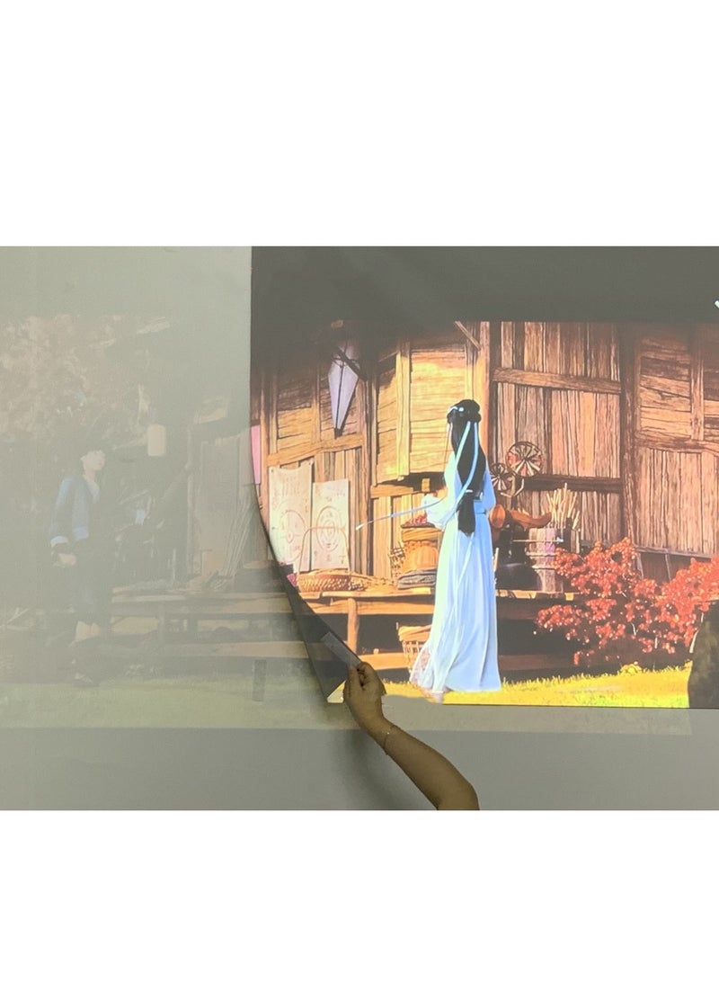 Metal Anti-Light Curtain 72 Inch 16:9 Projection Screen Portable Projector Home 4k HD Movie Curtain Outdoor Indoor Portable Hook with Black Edge (1.59*0.90M)  - Image 4