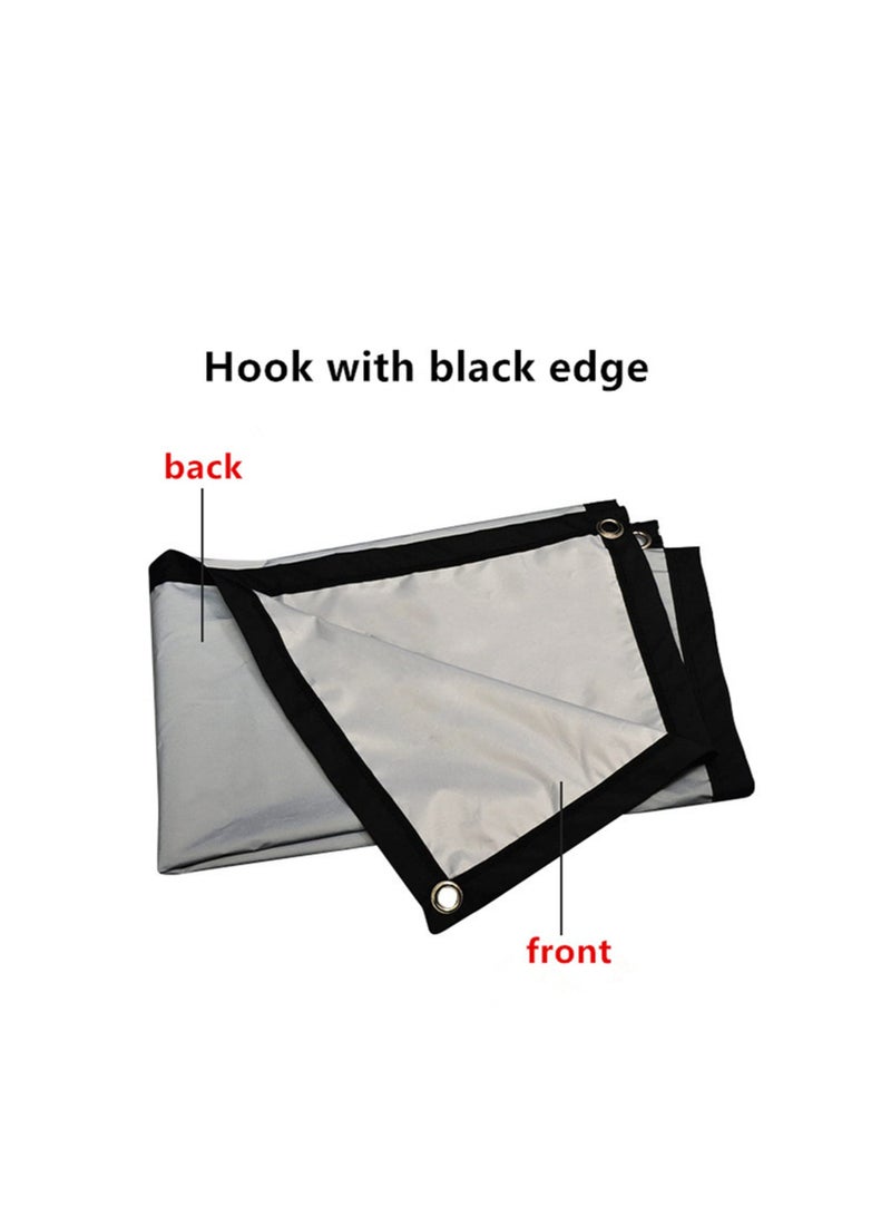 Metal Anti-Light Curtain 72 Inch 16:9 Projection Screen Portable Projector Home 4k HD Movie Curtain Outdoor Indoor Portable Hook with Black Edge (1.59*0.90M)  - Image 3