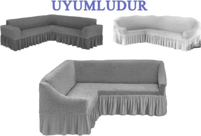 هيتجاه Bürümcük Skirtless Elastic Flexible Washable L Corner Sofa, Sofa, Sofa Bed Cover