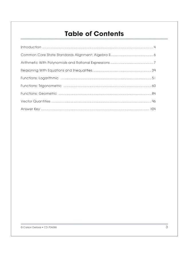 Algebra II, Grades 8 - 10