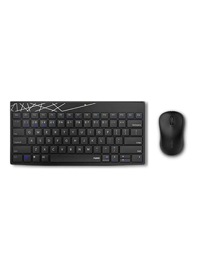 Rapoo 8000M Multi Mode Keyboard And Mouse Bluetooth 3.0 4.0 Wireless 2.4 GHz 1300 DPI Combo Black - Image 1