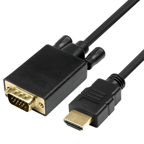 Upix HDMI to VGA Cable, HDMI Male INPUT to VGA Male OUTPUT to Display Video Cord Compatible for Computer, Desktop, Laptop, PC, Monitor, Projector, HDTV – 1.8 Metres, (Black) - Image 1