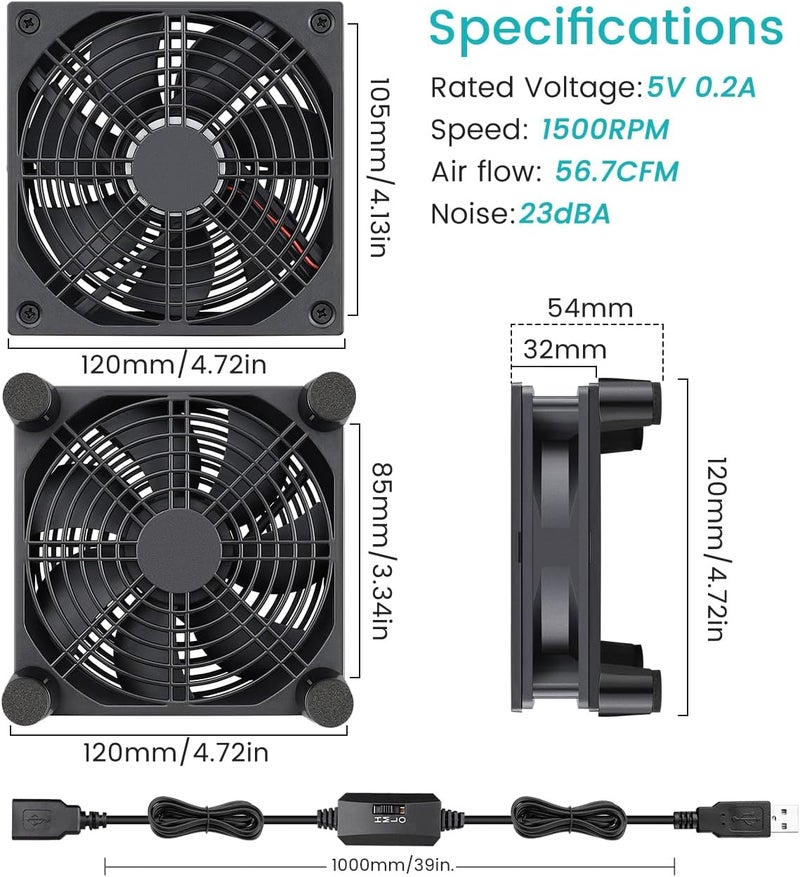 120mm USB Cooling Case Fan for Electronics and Gaming Consoles - Image 5