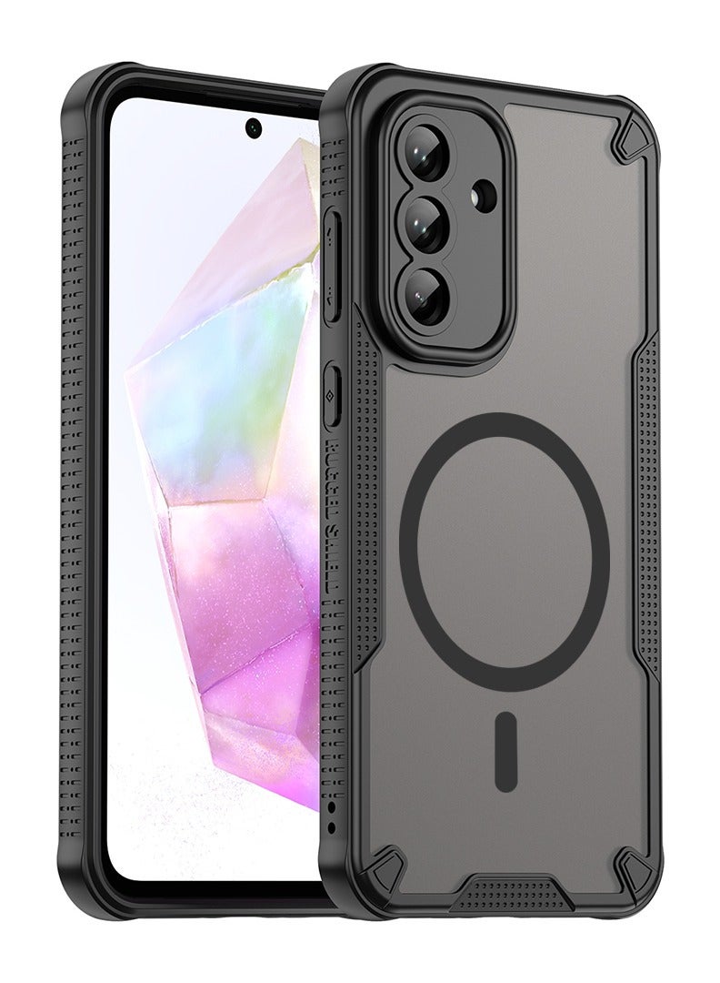 غطاء حمايه لهاتف سامسونج جلاكسي ايه 36 فايف جي جراب ارمور مغناطيسي ياتي بحواف مرتفعة حول الشاشة وعدسة الكاميرا تساعد على منع الخدوش - أسود - Image 1