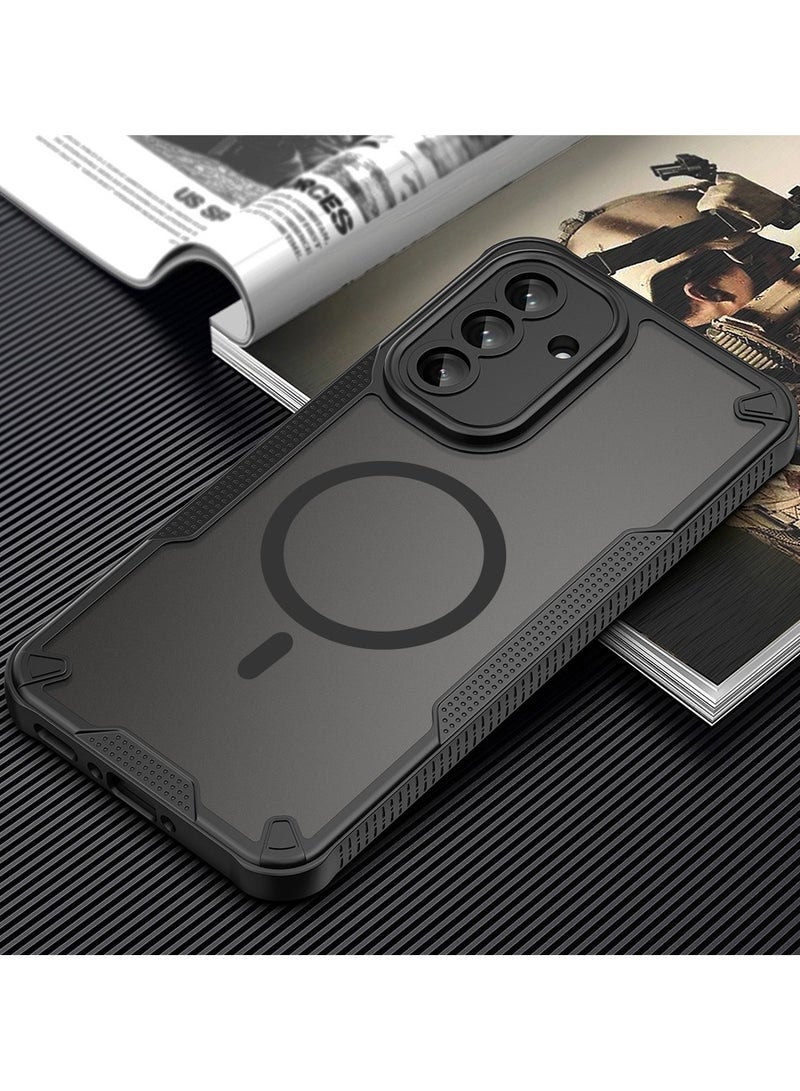 غطاء حمايه لهاتف سامسونج جلاكسي ايه 36 فايف جي جراب ارمور مغناطيسي ياتي بحواف مرتفعة حول الشاشة وعدسة الكاميرا تساعد على منع الخدوش - أسود - Image 3