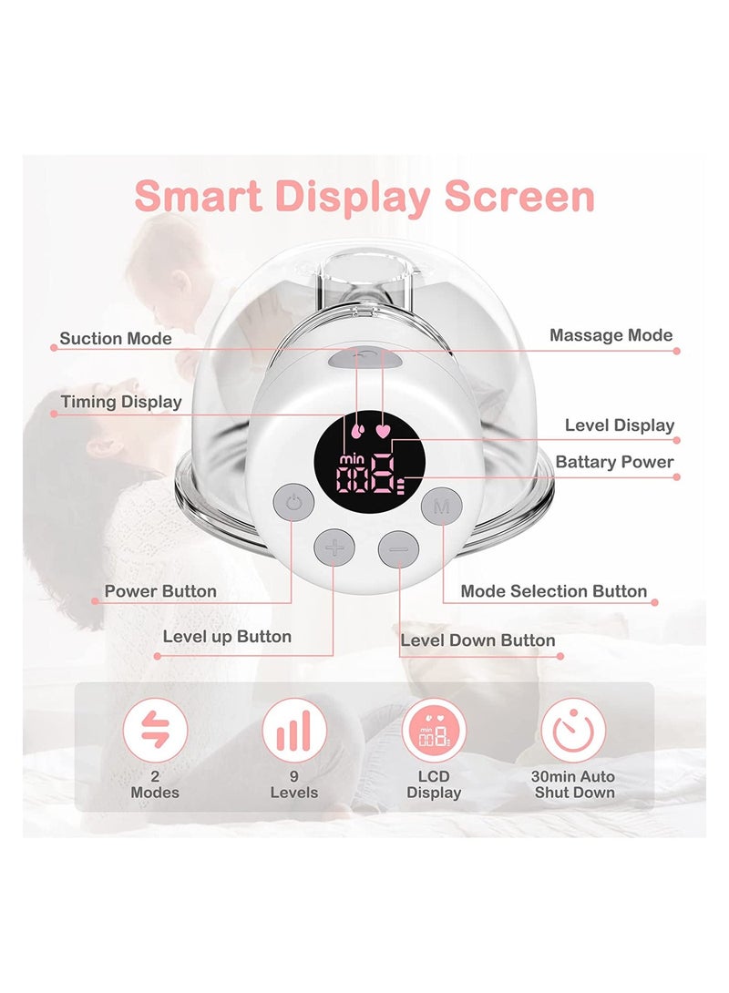 جونيس مضخة حليب كهربائية قابلة للارتداء بدون استخدام اليدين، هادئة وغير مؤلمة، 2 وضع، 9 مستويات، مع 30 كيس لتخزين الحليب - Image 4