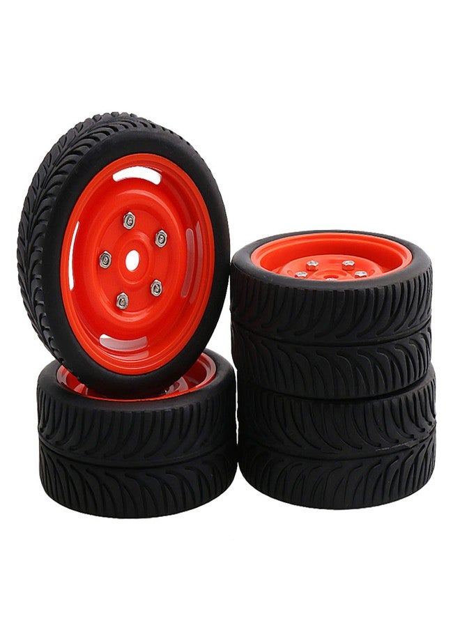 Mxfans 4 قطع 12 مم جنوط عجلات 4 ثقوب وإطارات مطاطية لسيارات RC 1/10 على الطرق - Image 1