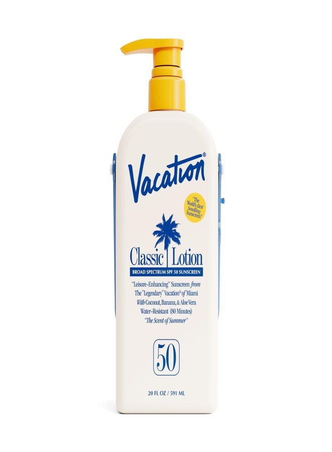 Vacation Classic Lotion SPF 50 Sun Jug, Broad Spectrum Bulk Sunscreen SPF 50, Water Resistant Sunblock, Suntan Lotion with Pump, Vegan, Family-Size, 20 Fl. Oz. - Image 1