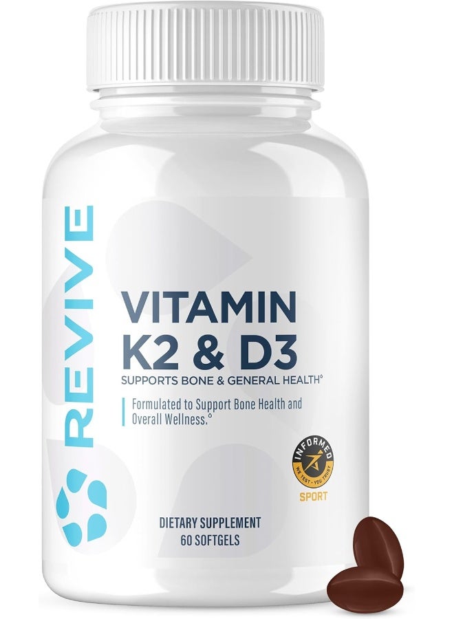REVIVE MD Vitamin D3 & K2 Bundle - Supports Bone Health & Muscle Strength - K2 & D3 Vitamin Supplement for Women & Men Health & Brain Function - Image 1