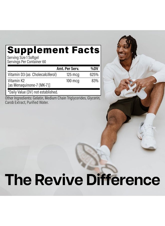 REVIVE MD Vitamin D3 & K2 Bundle - Supports Bone Health & Muscle Strength - K2 & D3 Vitamin Supplement for Women & Men Health & Brain Function - Image 2