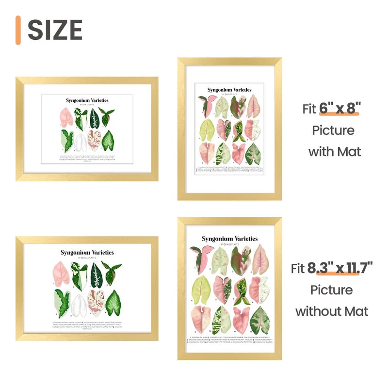 upsimples upsimples A4 Picture Frame  Display Pictures 6x8 with Mat or 8.3x11.7 Without Mat  Wall Hanging Photo Frame  Gold  1 Pack - Image 3