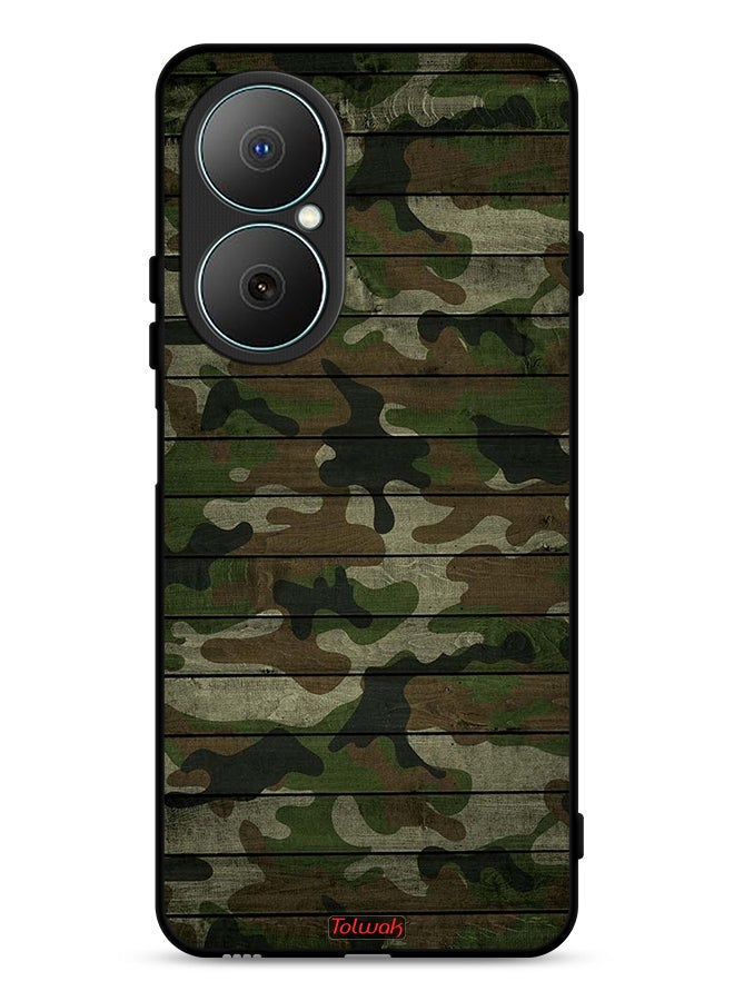 Tolwak Huawei Nova Y73 Protective Case Cover Camouflage Wooden Pattern