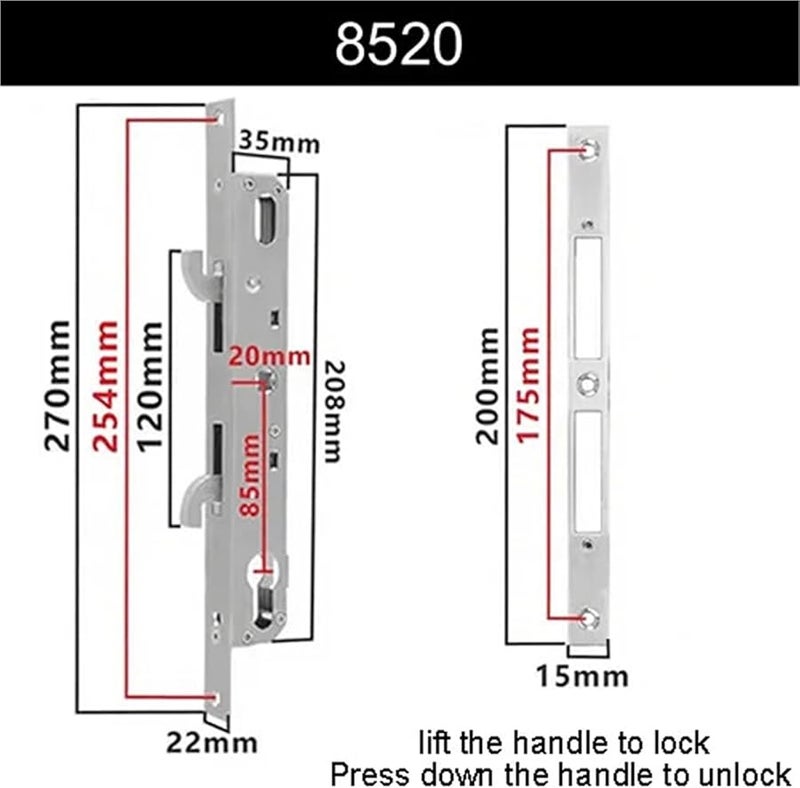 Heavy Duty Sliding Door Lock 85 Double Hook Stainless Steel Broken Bridge Aluminum Color 8520 - Image 3