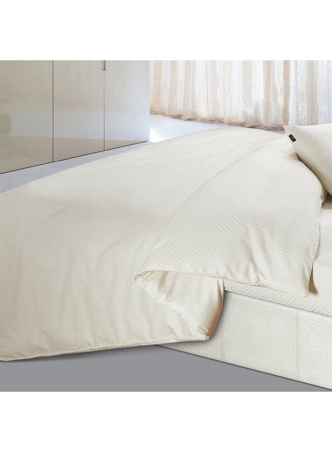 Spread Spain Oxford Cotton 400 Thread Count Soft Comfort Morden Design Bedsheets for Double Bed King Size with 2 Pillow Covers (108'' x 108'' inch Off White) - Image 4