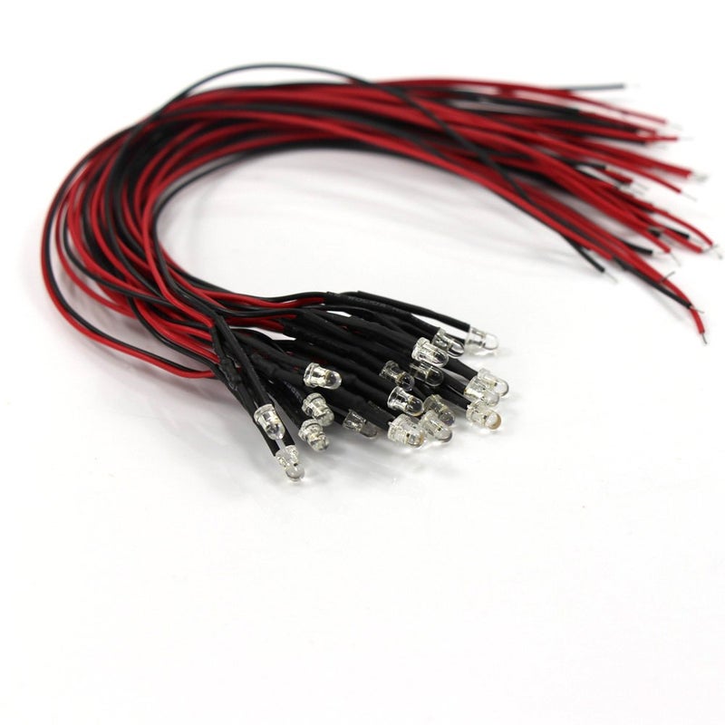 Evemodel 20pcs Pre Wired 3mm Warm White Led Lamp Light Set 12V 18V for Train Layout - Image 2