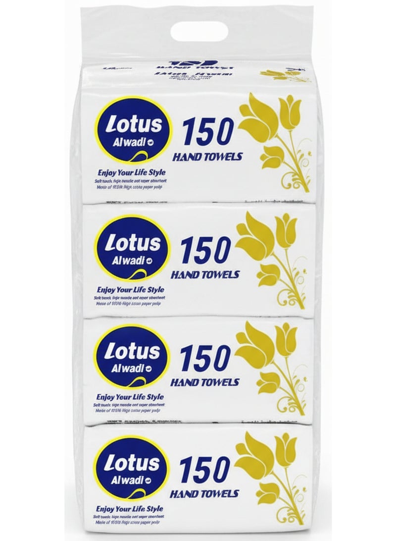 Lotus Alwadi Super Soft Hand Towels 150 Sheets Pack Of 4 Bundles