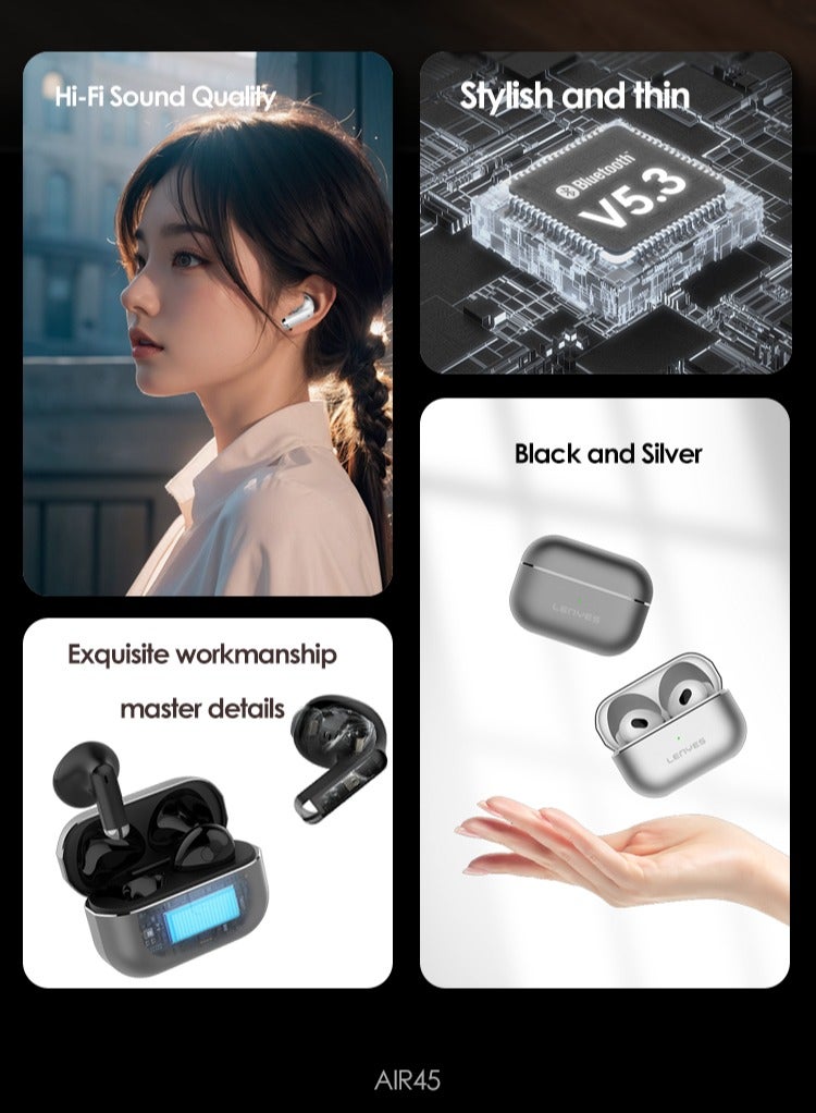 LENYES AIR-45 In-ear Earphones, Wireless Bluetooth 5.3. In-ear Earphones, True Wireless Earbuds, 3 Hours of Music Playback on a 10-Minute Charge, Compact and Comfortable - Image 3