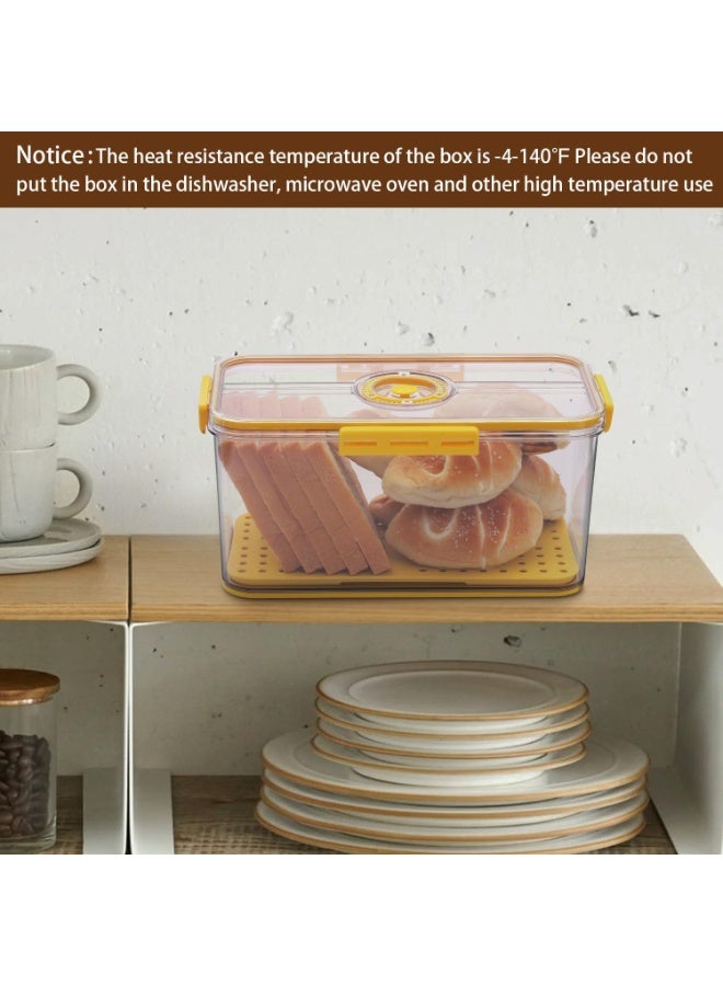 jaexest Bread Box Airtight Boxes For Kitchen Counter Time Recording Storage Container With Lid Holder Homemade Bread, Toast, Bagel, Donut And Cookies,（Yellow） - Image 3