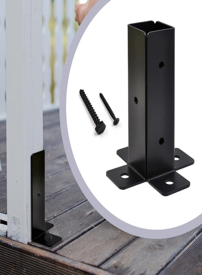 Zhupoub 4 Pcs of Post Anchor Brackets Kit for for 4x4 Post,Wood Fence Deck Post Anchor Base Brackets for Deck Supports, Porch Railing, Handrails and Post Holders,Deck Railing Mailbox - Image 4