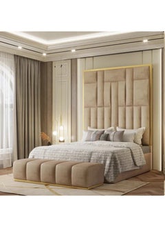 Nayam Sleep Chelsea Gold Premium Abstract Bed Frame 90x200x40Cm  - Image 1