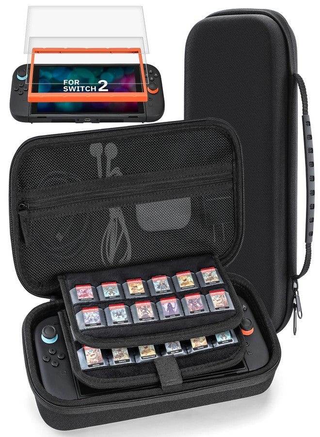 Snuvid [Clearer Game Slots] Carrying Case for Nintendo Switch 2 2025, Portable Hard Shell for Switch 2 Case, Protective Travel Case Accessories Bundle with 24 Clear Game Cartridge, 2 Screen Protector - Image 1