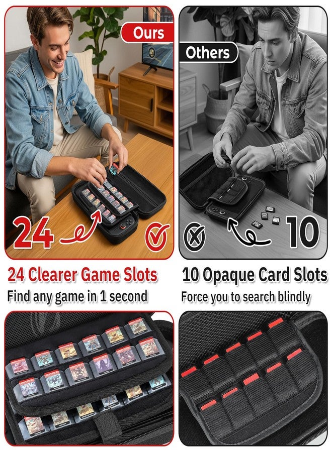 Snuvid [Clearer Game Slots] Carrying Case for Nintendo Switch 2 2025, Portable Hard Shell for Switch 2 Case, Protective Travel Case Accessories Bundle with 24 Clear Game Cartridge, 2 Screen Protector - Image 2