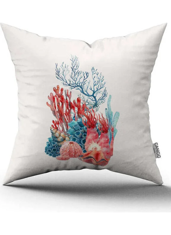 Cango Home Double Sided Red Blue Marine Patterned Digital Printed Throw Pillow Cover CGH1147