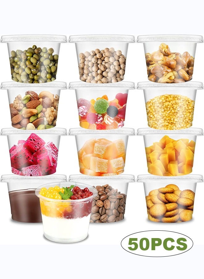 50-Pack Plastic Dessert Cups with Lids, Disposable Clear Cups,Individual cupcake Containers, Disposable Snack Cups for Ice Cream, Pudding,Desserts at Party, Fruit Cup(15 0ml)  - Image 1