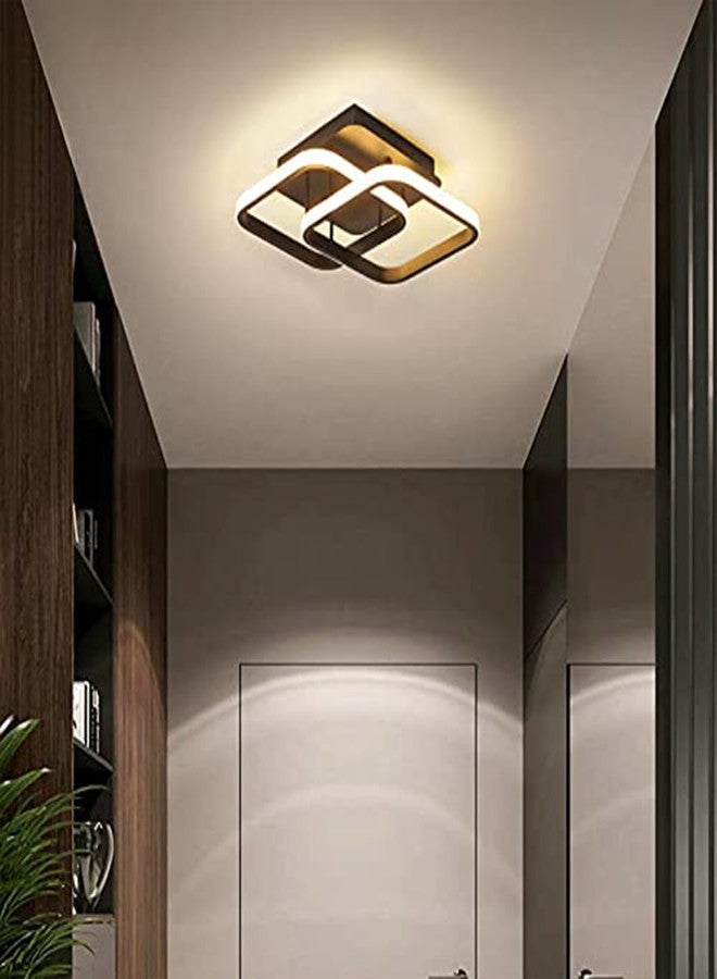 أس أه أتش مصباح سقف LED أنيق من البلاستيك من SAH، بتصميم عصري مربع مزدوج الحلقات، يُثبت على السطح، بثلاثة مستويات لتغيير اللون، مثالي لغرفة المعيشة، وغرفة الطعام، وغرفة النوم، ولديكور المنزل. - Image 3