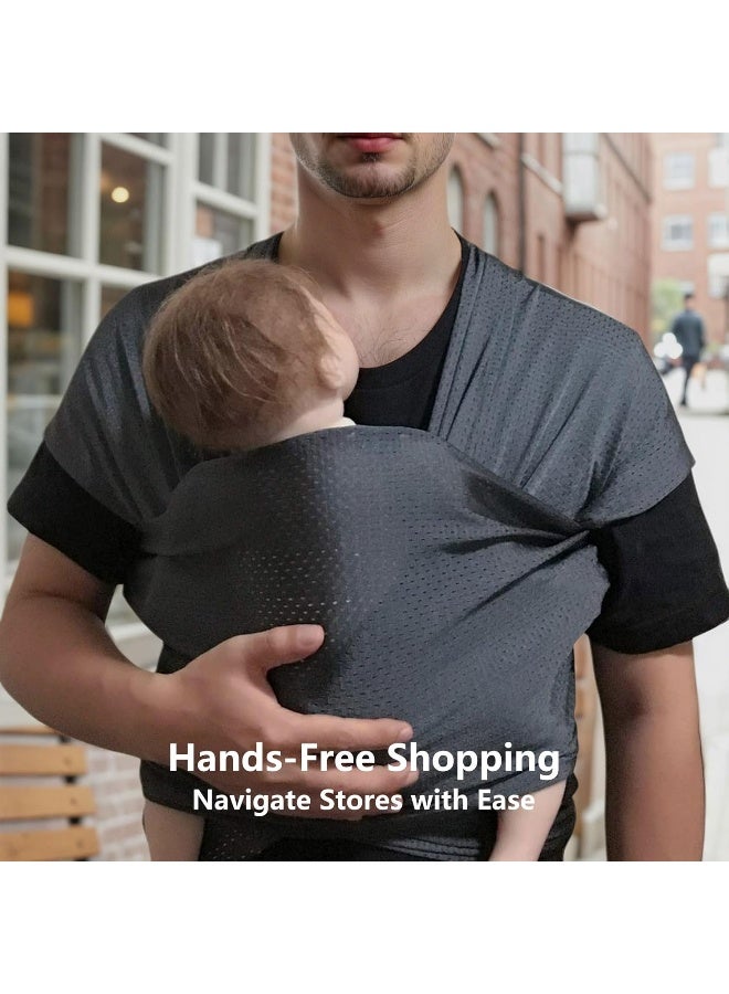 Vlokup Baby Wrap Sling Carrier for Newborn, Infant, Toddler, Kid | Breathable Lightweight Stretch Mesh Water Sling | Nice for Summer, Pool, Beach, Swimming | Perfect Shower Gift Gray - Image 5