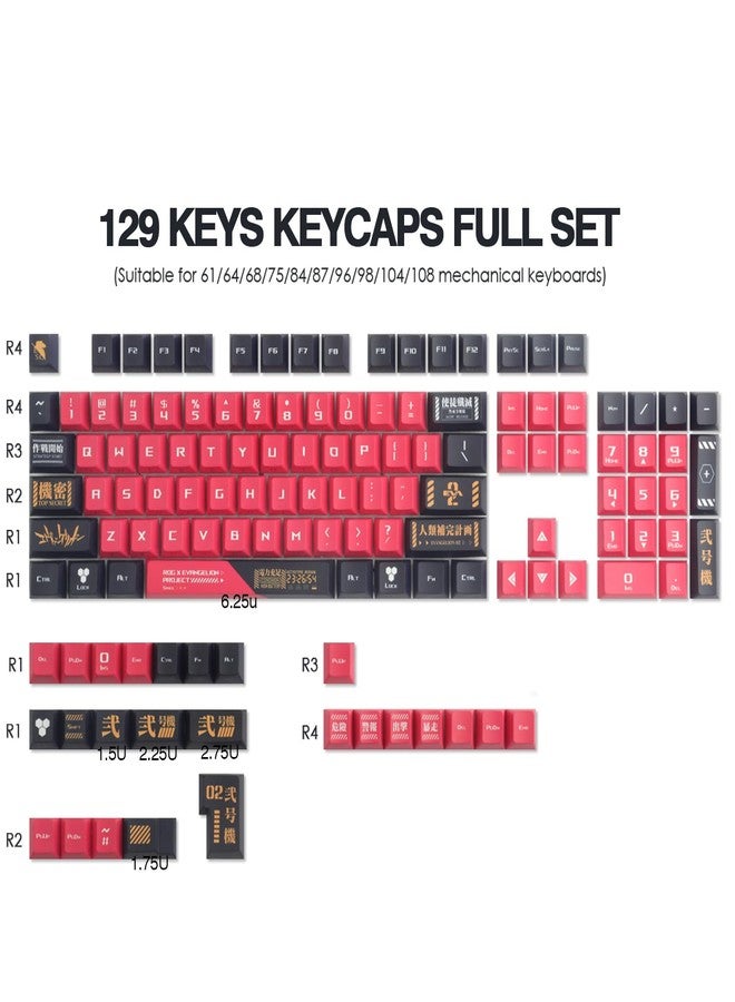 JOMKIZ PBT Keycaps,129 Keys Dye Sublimation Cherry Profile Keycaps Side Engraved Transparent Keycap Set for Cherry MX Switches ASIN/ISO Layout Mechanical Keyboards - Image 2