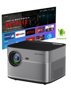 Android 9.0 Native 1920*1080P Auto Focus Smart Home Office Wireless Co-Screen Projector With 5G WiFi and Bluetooth Support Arabic
