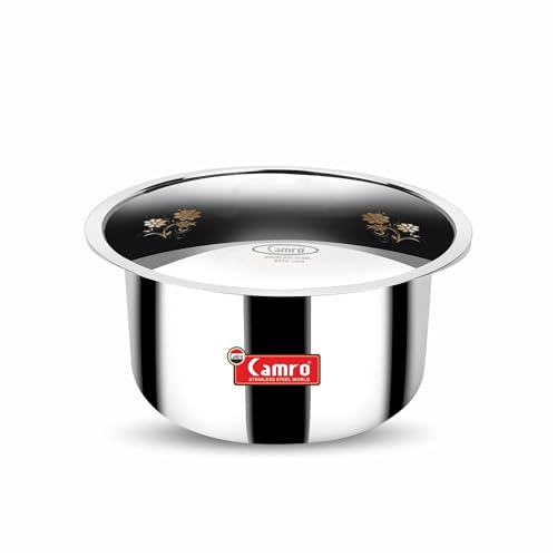 Camro Tripro Triply Artisian Tope with lid 16 No 4 Liters Capacity Cauldron/Tope/Handi/Patila Steel Grains/Soups/Desserts/Broth Multi-Layered Polish Surface Induction & Gas Ready 6-Year Warranty - Image 1